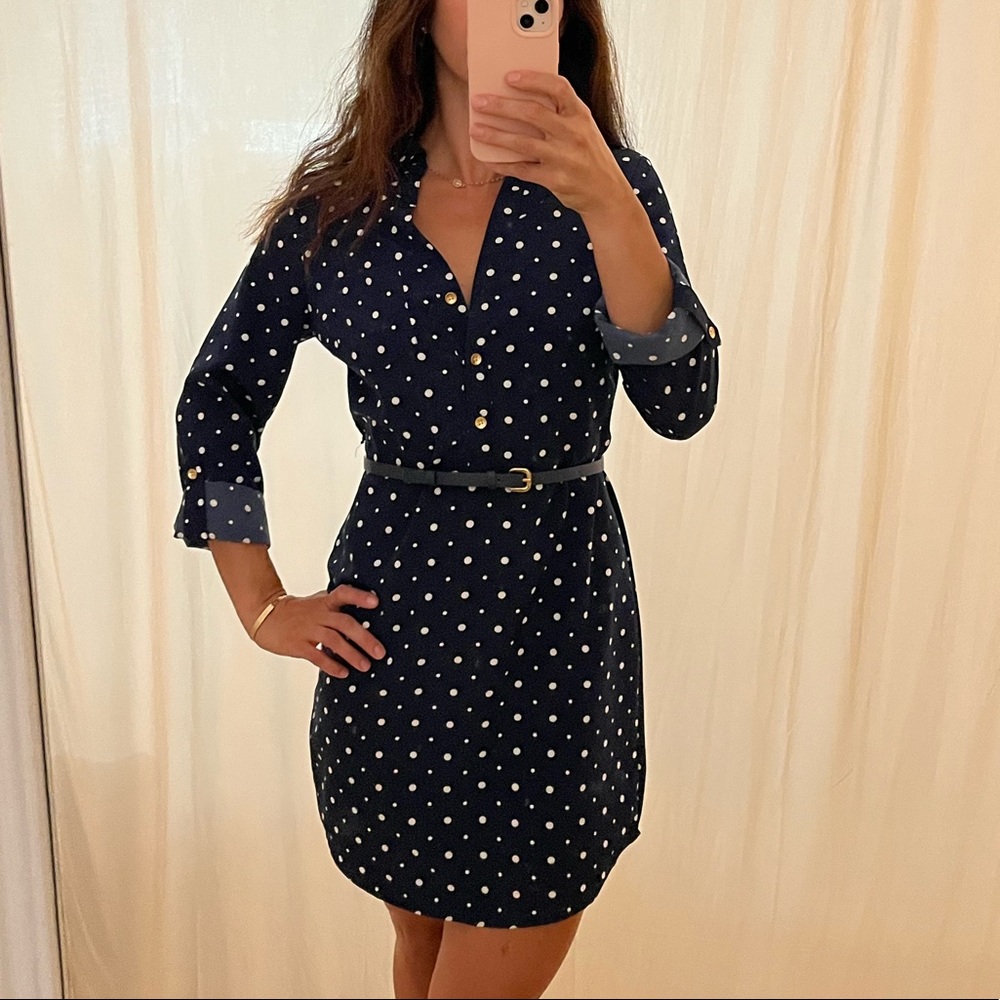 Navy polka dot dress